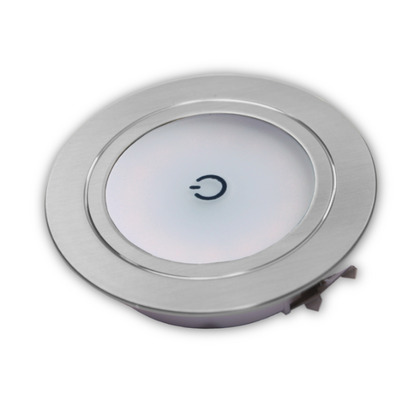 SPOT LED encastré tactile 12V -  Ø 68 mm - aluminium satiné 3000K  -  DIMATEC