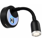 Miniature Liseuse LED flexible silicone noir 12V 1,5W fixation invisible avec veilleuse bleue & USB-C (3000K) N° 0