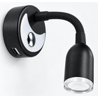 Miniature Liseuse LED flexible silicone noir 12V 1,5W fixation invisible avec veilleuse bleue & USB-C (3000K) N° 1