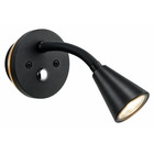 Miniature Liseuse LED flexible silicone noir 12V 2W base Ø80mm fixation invisible avec halo bleu 0,2W & USB-C (3000K) N° 0