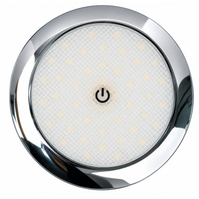 Spot Led Tactile Dimmable 12V -  6,5W Blanc Froid — 2 50mm LED 12V Chrome — Commande Tactile Finition Chrome Brillant IP44