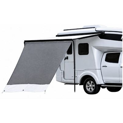 Panneau Pare-Soleil Sun Blocker DELUX GRIS 550 x 210 MM avec Haubans & Piquets — Compatible Stores Fiamma & Thule