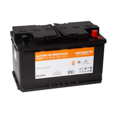 Batterie de Démarrage AGM 80Ah - 12V - 800A — Puissance Maximale et Endurance Renforcée - ANTARION