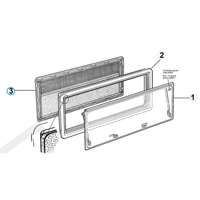 Cadre intérieur avec Occultant gris et Moustiquaire S4 750 x 650 DOMETIC