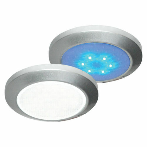 PLAFONNIER 12 LEDS / 12 volts blanches ou 6 LED bleues comme lumière d’appoint. - Ø 69 x h10 mm