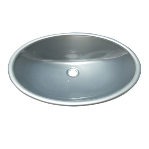 lavabo encastrable ovale en plastique argent 45 x 35 x 14,5 cm