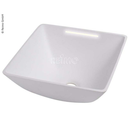 lavabo carré avec éclairage led design - plastique blanc 29 x 29 x 13,5 cm
