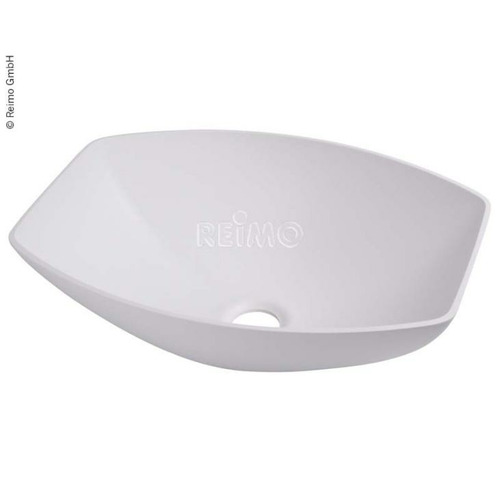  lavabo semi-ovale design - plastique blanc 40 x 30 x 13,5 cm