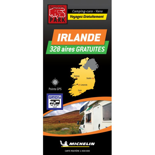 nouveauté ! carte routière irlande - 328 aires gratuites